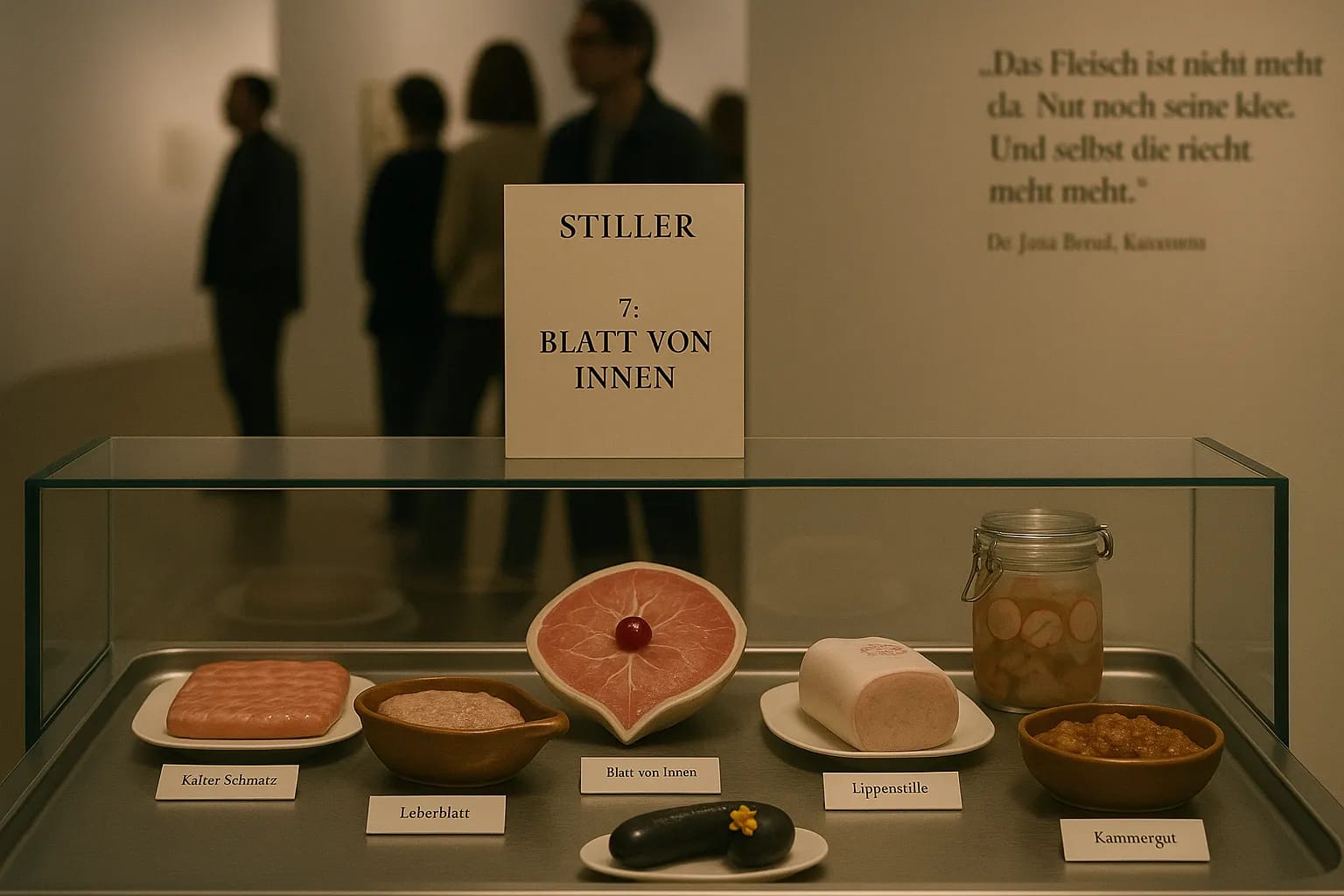 Vitrine der fiktiven Stiller-Ausstellung
