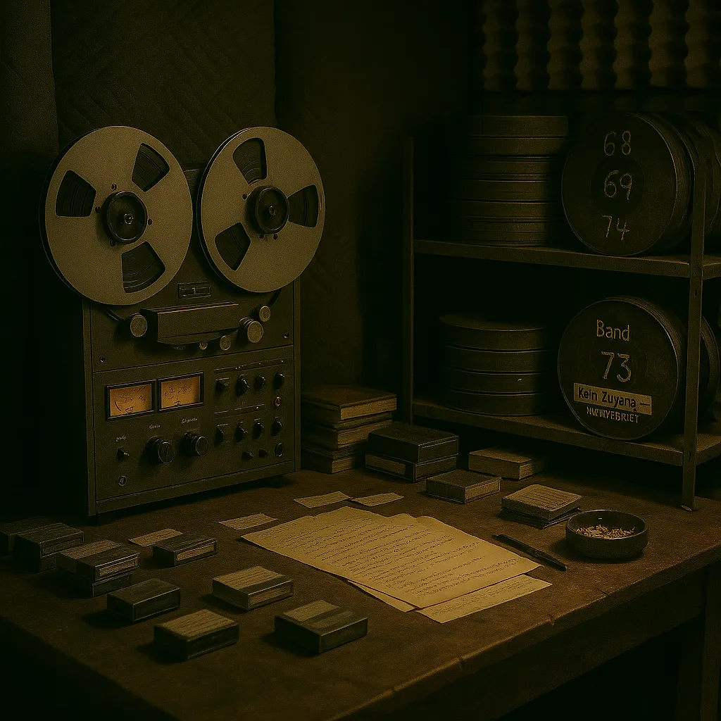 Oude bandrecorder in een donkere kamer